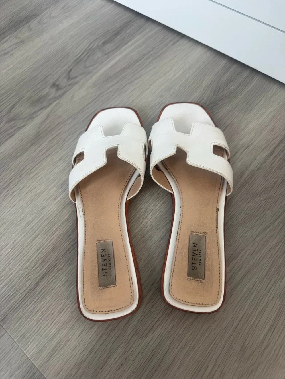 Steven By Steve Madden White Slide Sandals